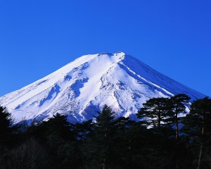 Mount Fuji Covered with Snow in December